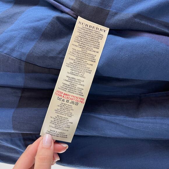 Burberry Brit Dark Blue Distressed Leather Belted Trench Coat Jacket US 6 UK 8 - Picture 12 of 16